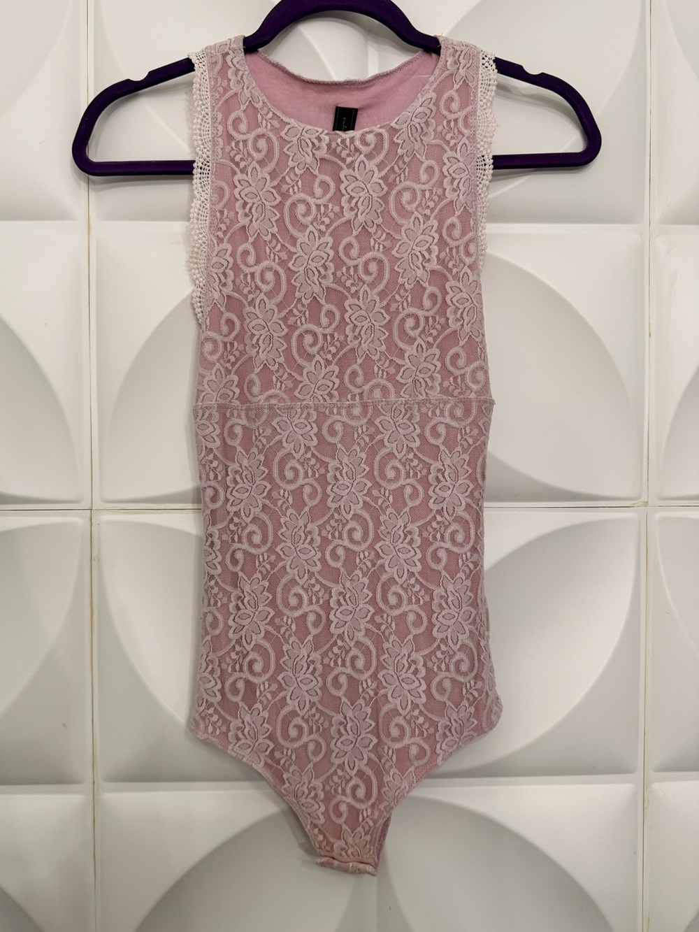 Women's Pink Lace Bodysuit Sleeveless